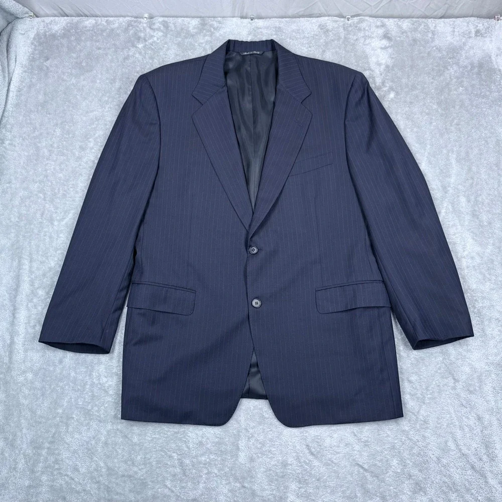 Canali Super 120s Wool Blazer Suit Jacket Mens 44R Navy 13220 Pinstripe 2-Button